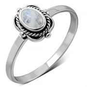 Ethnic Style Rainbow Moonstone Silver Ring, r510